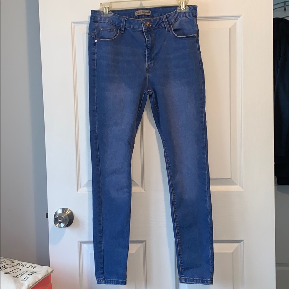 blue faded jeans
